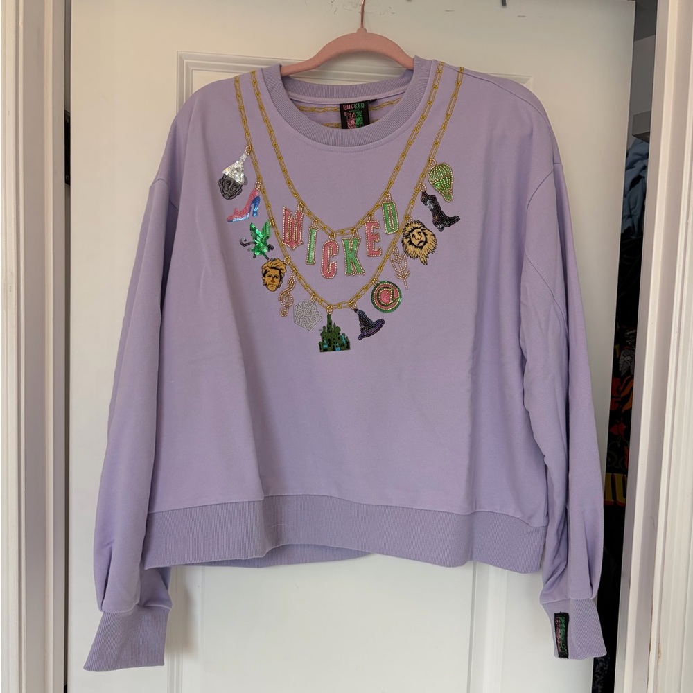 QUEEN OF SPARKLES Lavender Embellished Crewneck Sweatshirt